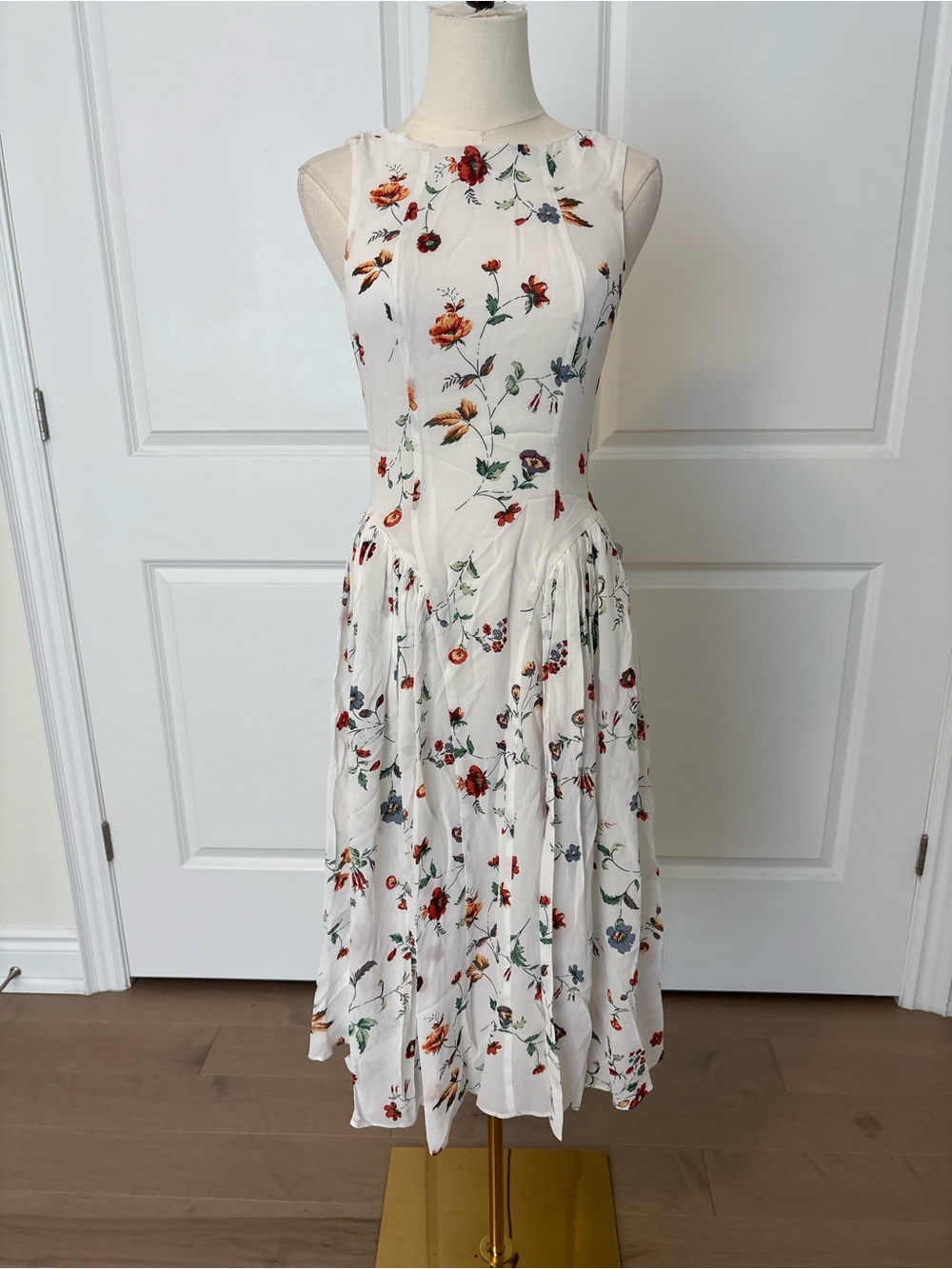 EDIT Jason Wu White Floral Fit & Flare Midi Dress Size 2